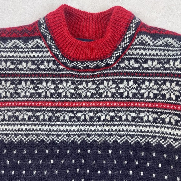 LANDS END Sweater Mens M 38 40 100% Wool 90s Mock Neck Pullover Winter